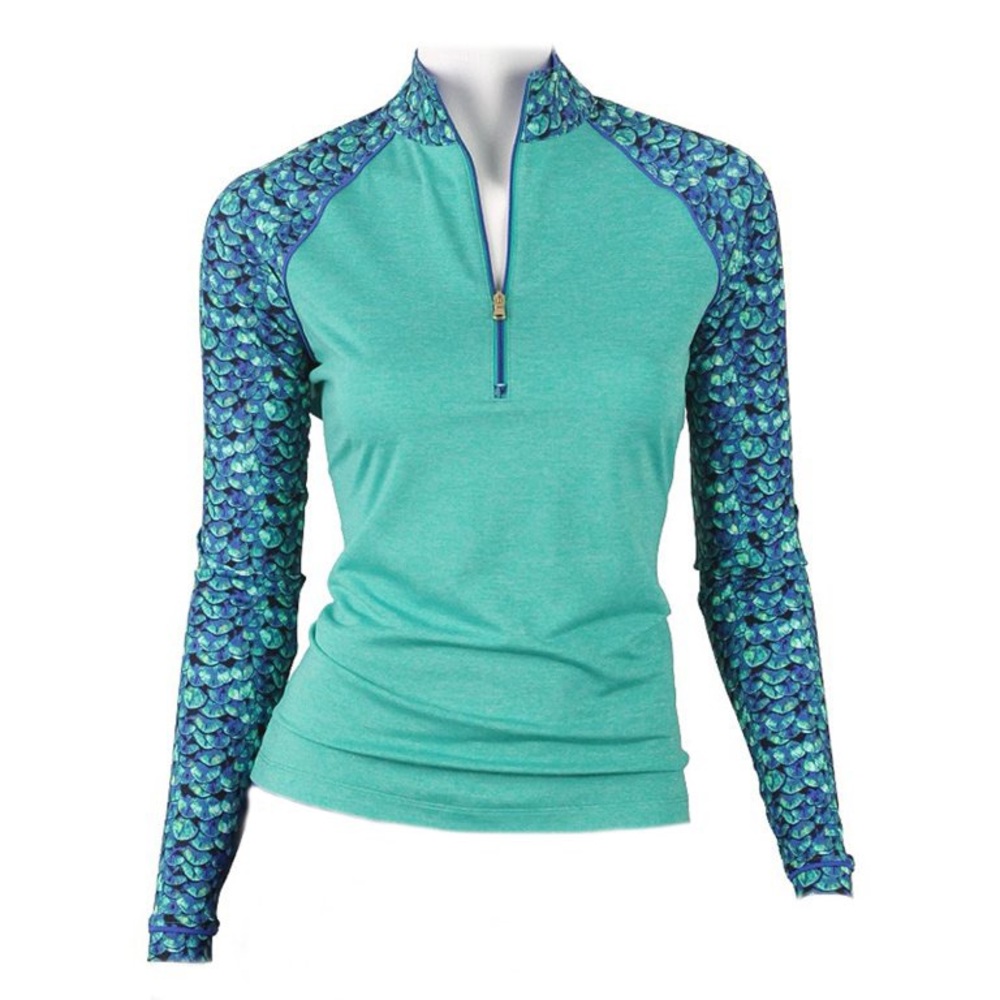 Fairway And Greene Neve Zip Mock Peacock Medium Ladies Golf Shirt/Jacket